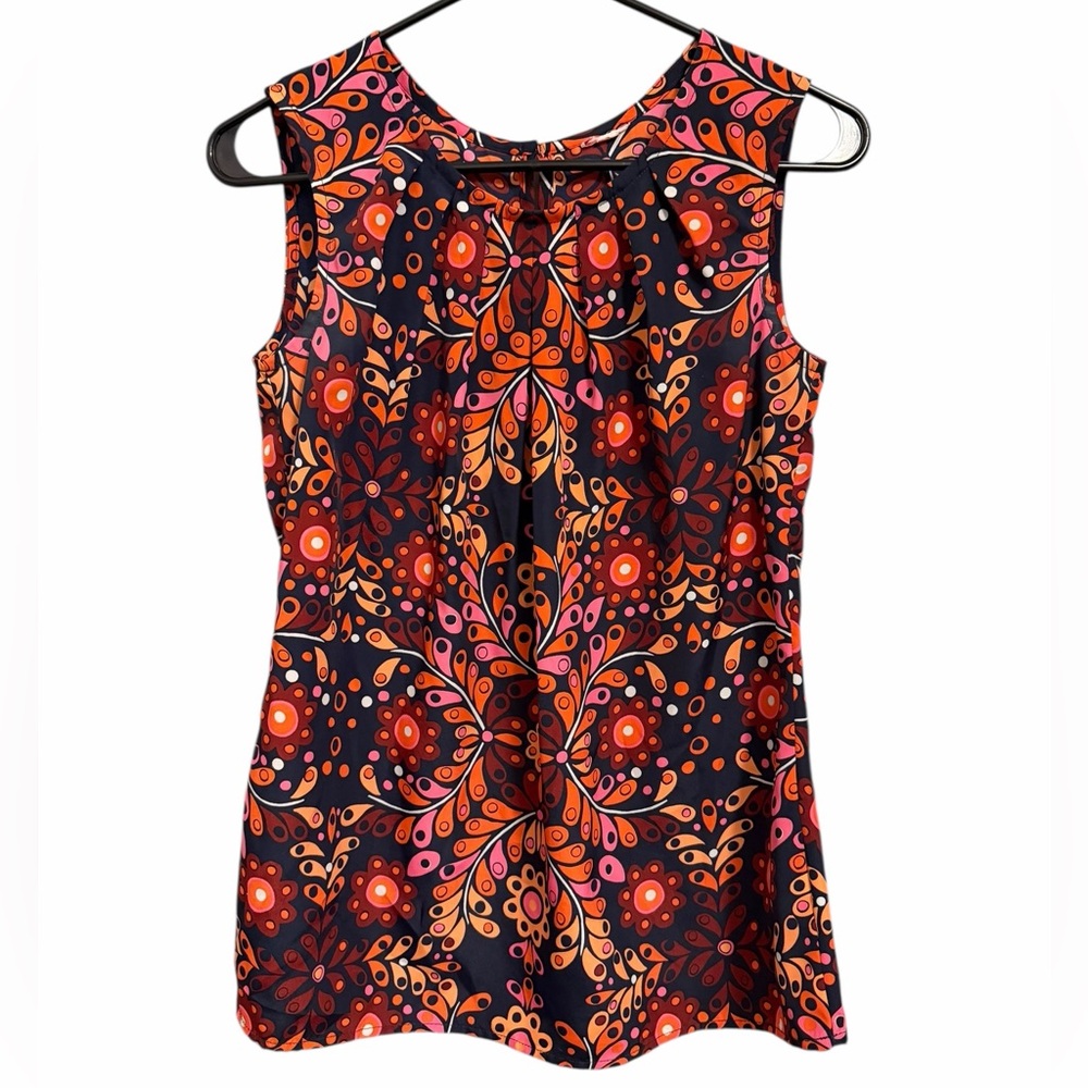 Target Floral Patterned Sleeveless Blouse - Orange and Pink
